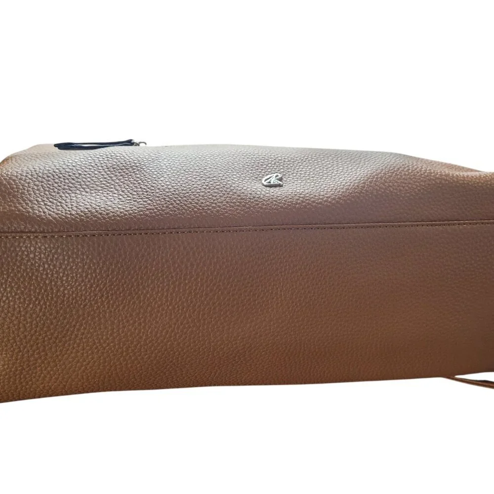 Kate & Alex Caffaro Handbag Brown Double Handle Crossbody Pebbled Faux Leather - Picture 4 of 10